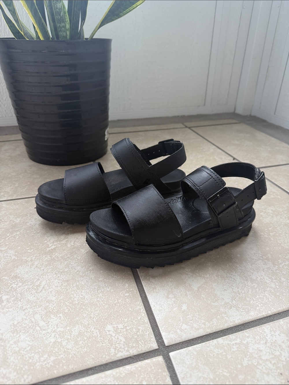Dr Marten Black Platform Sandals
